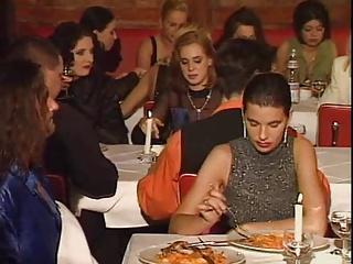 An restaurant orgy in public 