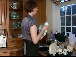 Mature with big ass and young boy on kitchen