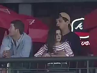 Touch her boobies during baseball game