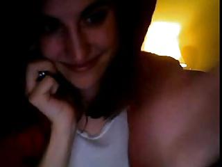 Flashing boobs while on the phone  (Chatroulette)